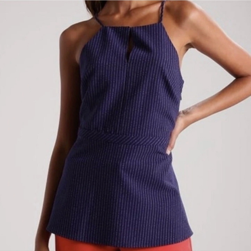 Banana Republic Dark Blue Pinstripe Strappy Top - Picture 1 of 7